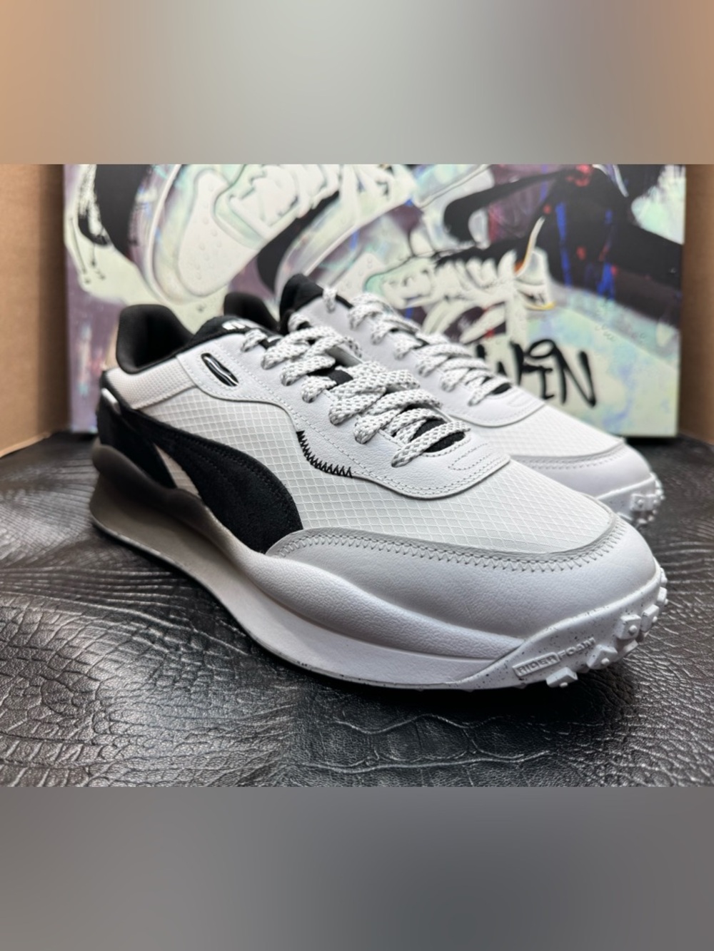 Puma Style Rider 'Zinc' white trainers. Size US 12 #sneakers #puma size US12